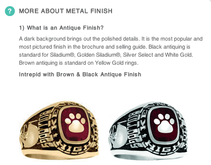 Antique vs. Natural Finish for Class Ring