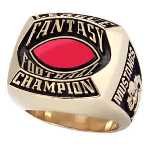 Fantasy football championship ring - red stone